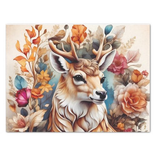 Beautiful Stag in amongst flowers Tissue Paper