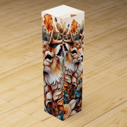 Beautiful Stag in amongst flowers Wine Box