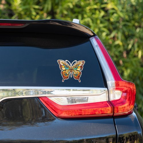 Beautiful Stained Glass Butterfly Car Decal