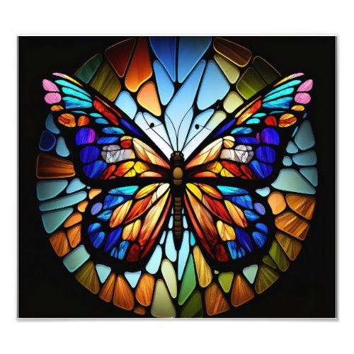 beautiful stained glass butterfly poster