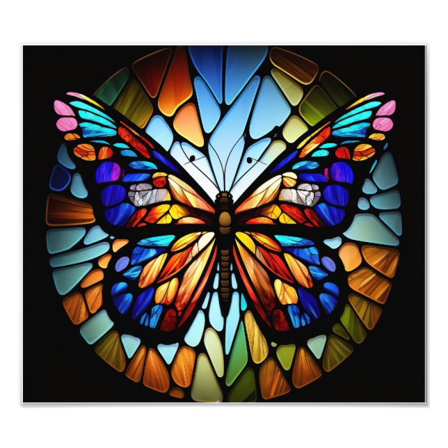 beautiful stained glass butterfly poster (Front)