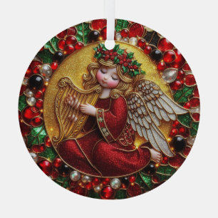 Beautiful Stained Glass Christmas Angel  Ornament