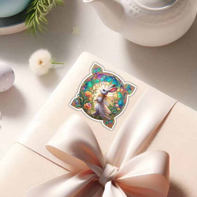 Beautiful Stained Glass Fantasy Rabbit Easter  Sticker (Creator Uploaded)