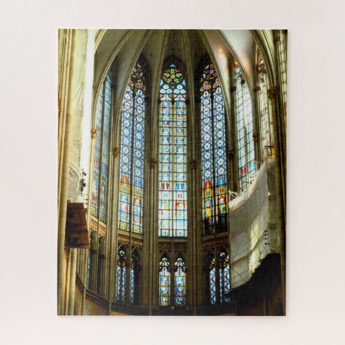 Beautiful Stained Glass in Cologne Cathedral Jigsaw Puzzle