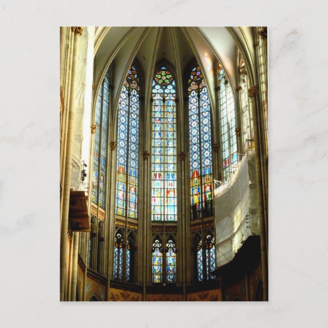 Beautiful Stained Glass in Cologne Cathedral Postcard (Front)