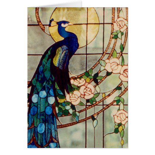 Beautiful Stained Glass Peacock Cards (Front)