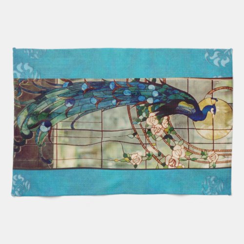 Beautiful Stained Glass Peacock Kitchen Towel