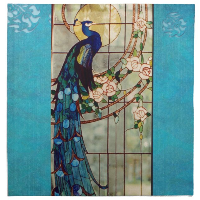 Beautiful Stained Glass Peacock Napkin (Front)