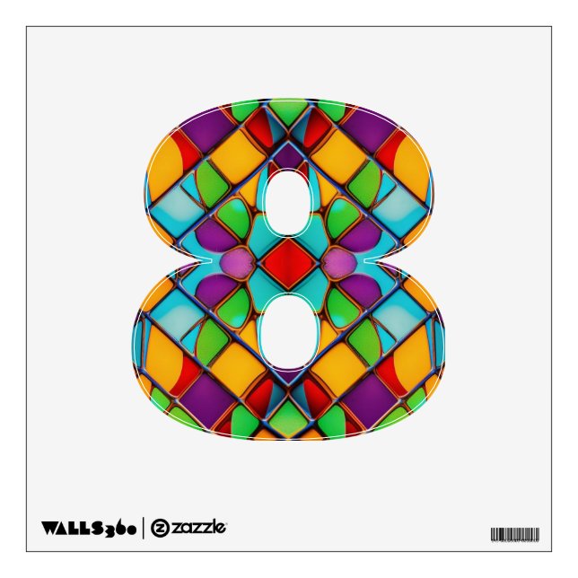 Beautiful Stained Glass Style Any Number / Letter Wall Decal (Front)