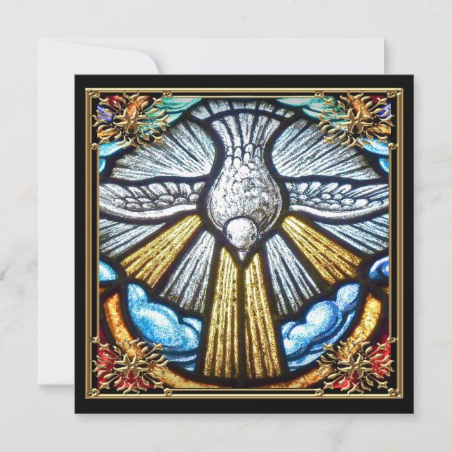 Beautiful Stained Glass Window Dove Mourning Cards (Front)