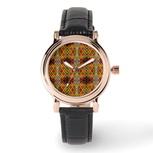 Beautiful Stained Glass Window Pattern  Watch (Front)