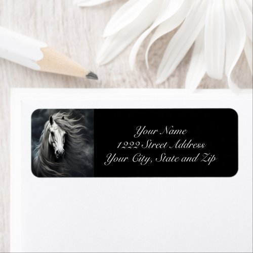 Beautiful Stallion Horse Mane Return Address Label