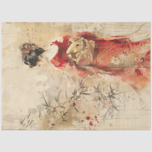 Beautiful Standing Geisha Tissue Paper