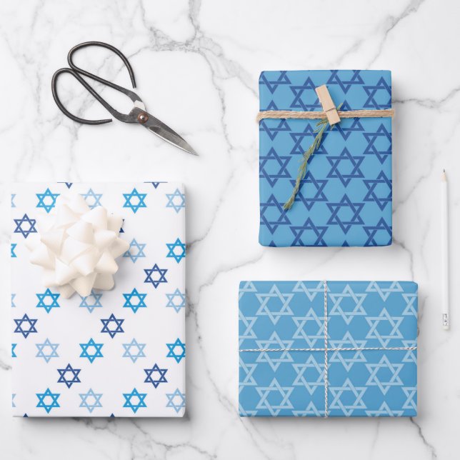 Beautiful Star of David Wrapping Paper Sheets (Front)