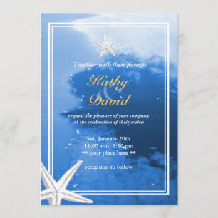 Beautiful Starfish Beach Theme Wedding Invitation