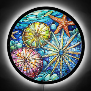 Beautiful starfish urchin Stained glass art