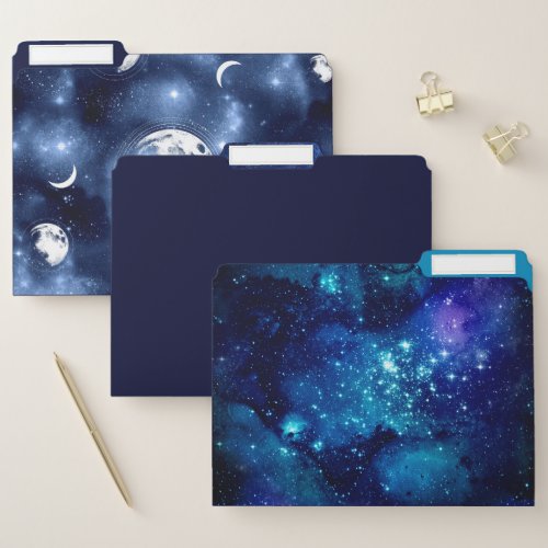 Beautiful starry galaxy and Moon phases File Folder