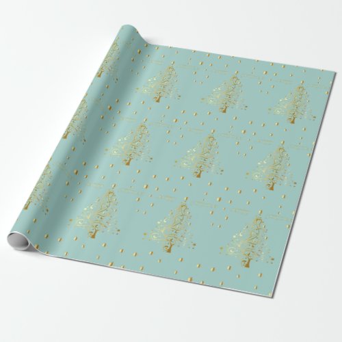 Beautiful starry metallic gold Christmas tree Wrapping Paper