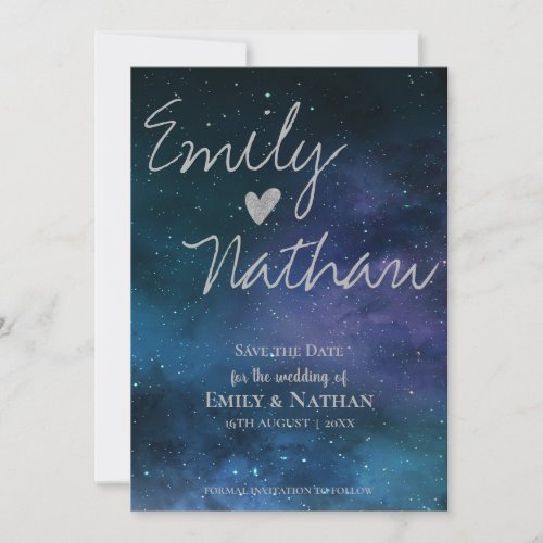 Beautiful Starry Night Typography Wedding  Save The Date