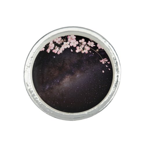 Beautiful Stars Nightsky Galaxy Cherry Blossom Ring