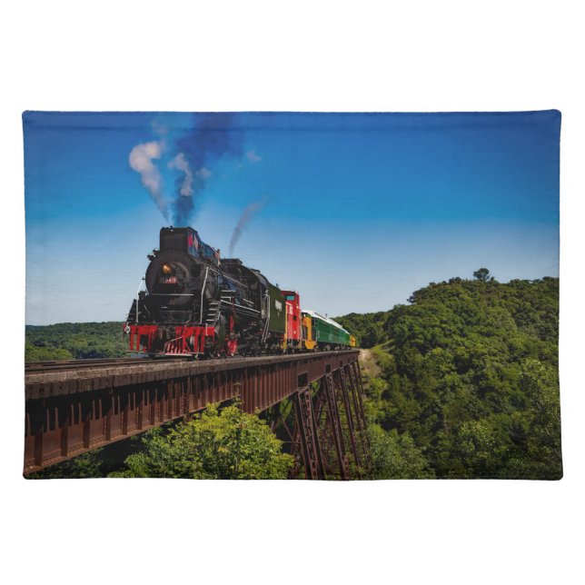 Beautiful Steam Locomotive Over a Bridge JS8419 Cloth Placemat (Front)