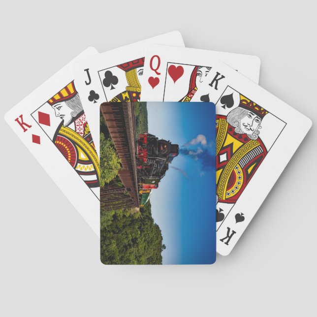 Beautiful Steam Locomotive Over a Bridge JS8419 Poker Cards (Back)