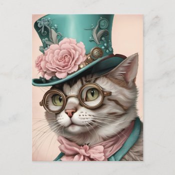 Beautiful Steampunk Cat Postcard by angelandspot at Zazzle