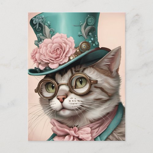 Beautiful Steampunk Cat Postcard