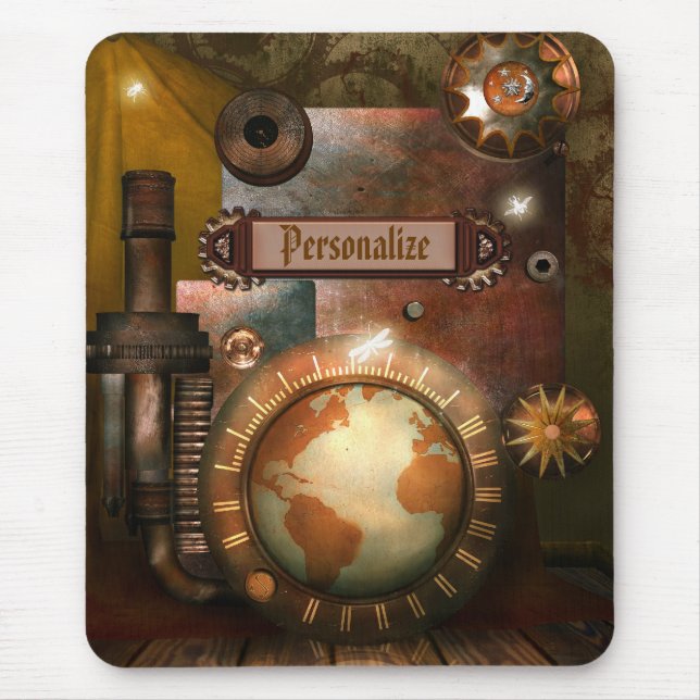 Beautiful Steampunk Personalized Mousepad (Front)