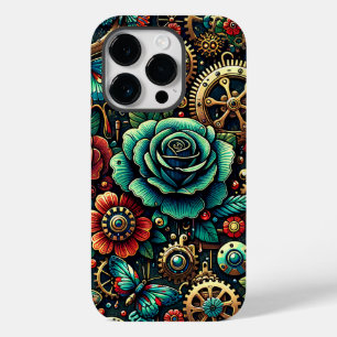 Beautiful Steampunk Themed Gears and Roses Case-Mate iPhone 14 Pro Case