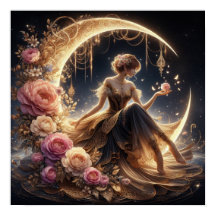 Beautiful Steampunk Woman on the Moon