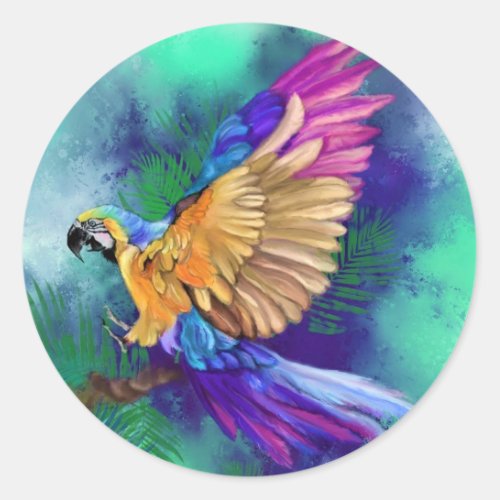 Beautiful Sticker Colorful Parrot 