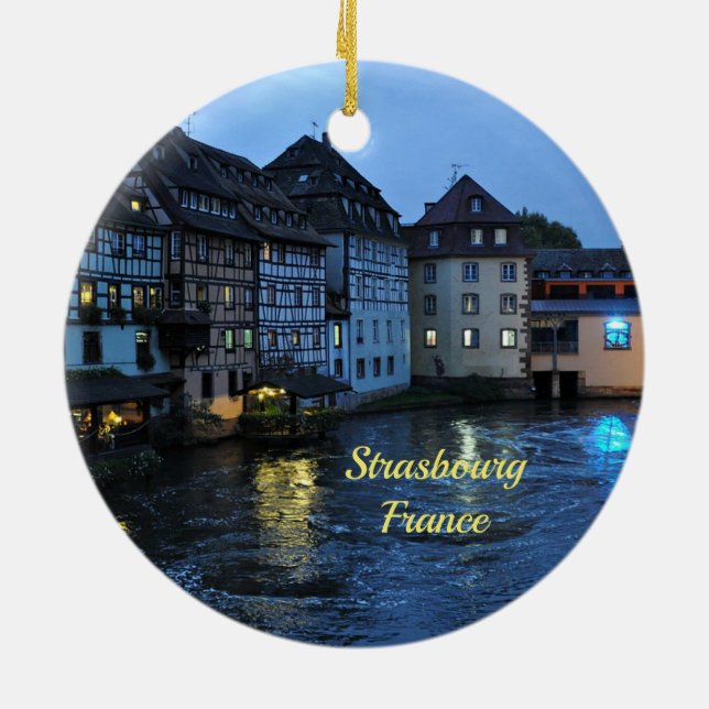 Beautiful Strasbourg, France Ceramic Ornament (Back)