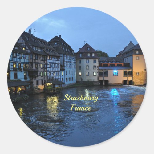 Beautiful Strasbourg, France (labeled) Classic Round Sticker