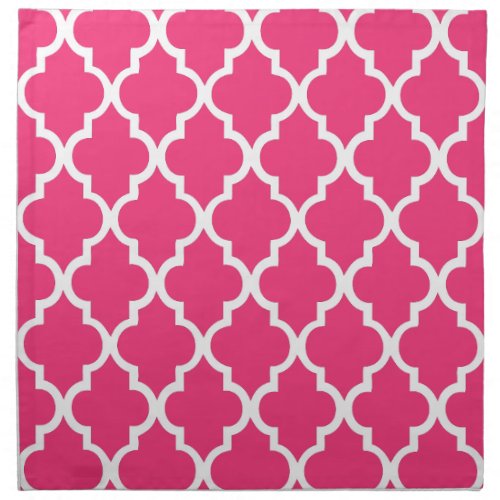 Beautiful Strawberry Pink Quatrefoil Tiles Pattern Cloth Napkin
