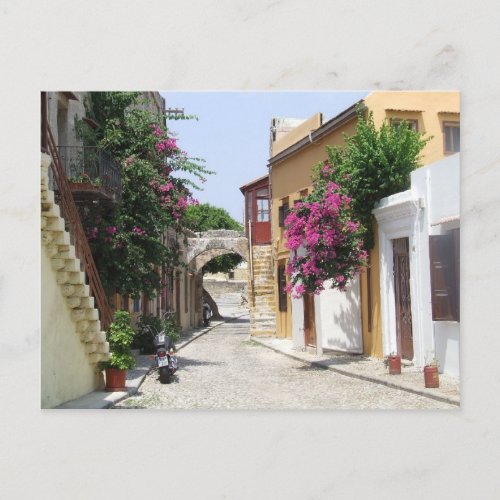 Beautiful Street in Rhodes Old Town Postcard