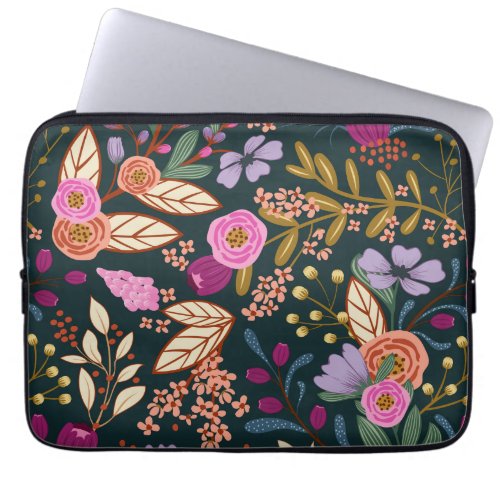 Beautiful striking colorful flowers   laptop sleeve