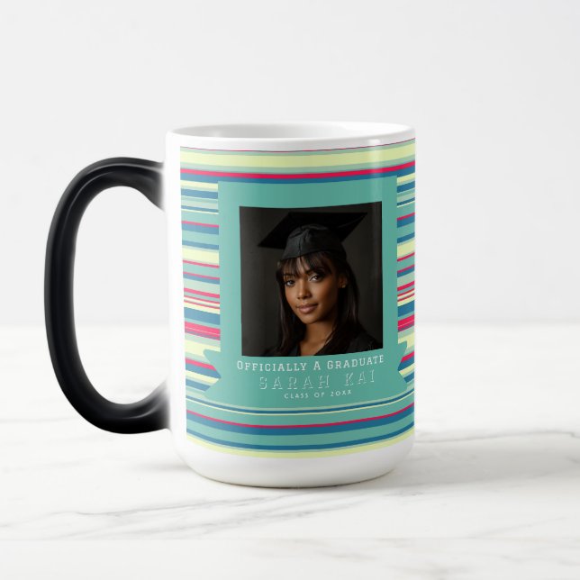 Beautiful Stripe Print Graduating Class Color Morph Mug (Left)