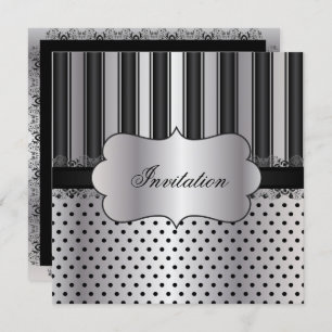 Beautiful Stripe Silver Any Occasion Invitation