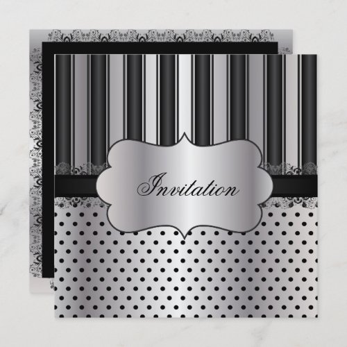 Beautiful Stripe Silver  Any Occasion Invitation