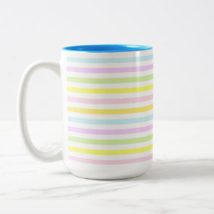Beautiful Stripes in Pastel Colors Two-Tone Coffee Mug