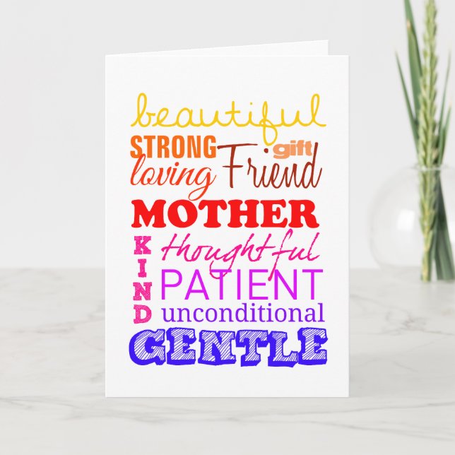 Beautiful, strong, friend, patient mother card (Front)