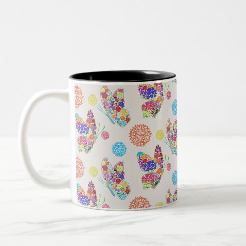 Beautiful stunningOverload Floral Butterflies  Two_Tone Coffee Mug