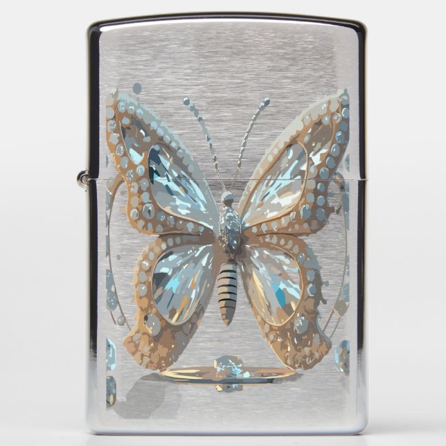  Beautiful Stunning White Butterfly Zippo Lighter (Front)