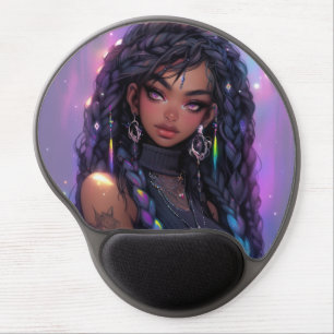 Beautiful Stylish Braided Hair Anime Girl Gel Mouse Pad