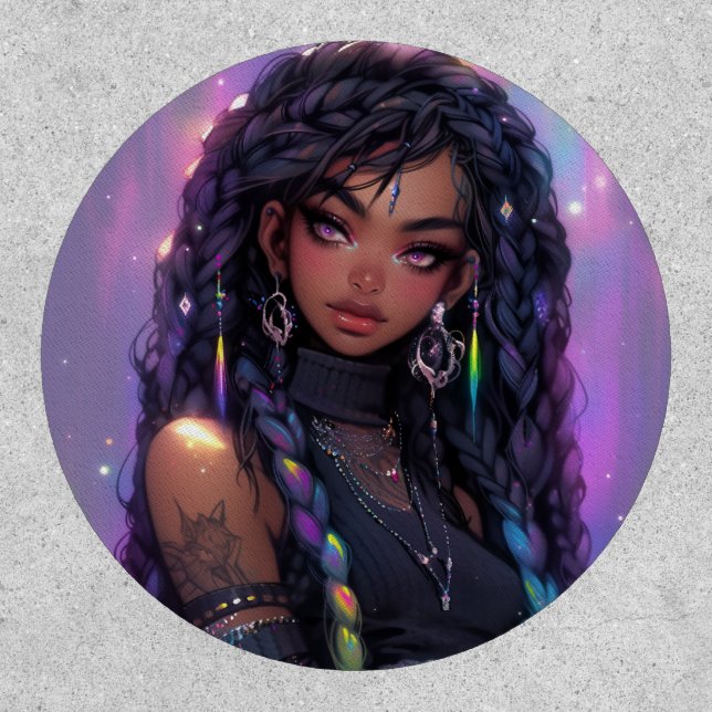 Beautiful Stylish Braided Hair Anime Girl Patch (Front)