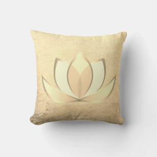 Beautiful Stylish Chic Gold Lotus , Zen  Throw Pillow