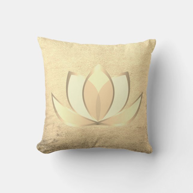 Beautiful Stylish Chic Gold Lotus , Zen  Throw Pillow (Front)