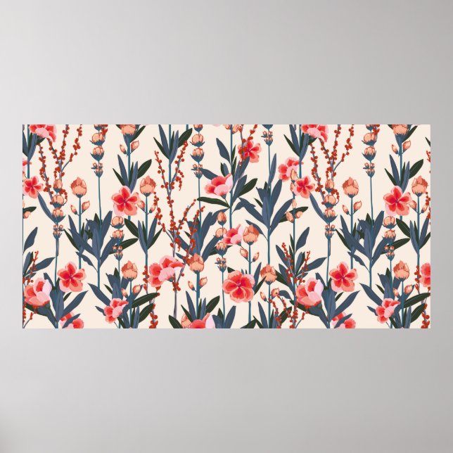 Beautiful Stylish Garden florals pattern in the ma Poster (Front)