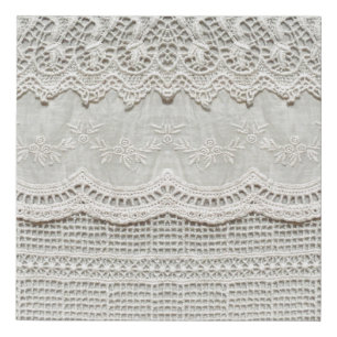 Beautiful, subtle, white laced textile close up.  faux canvas print